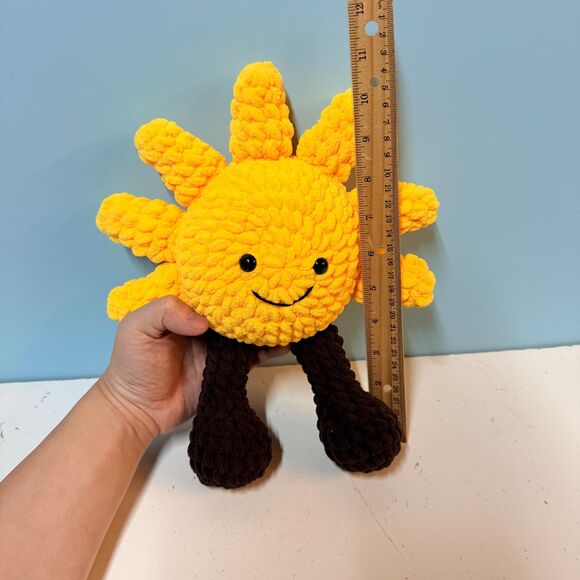 Handmade Crochet Sun Plushie Toy Inspired by Jellycat Style, Sunshine Baby Gift - Picture 5 of 9